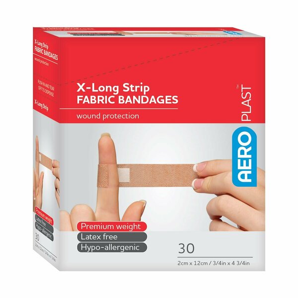 Aero Healthcare Aeroplast Fabric X-Long Strip Bandages 3/4In X 4-3/4In, 30PK AFPX501
